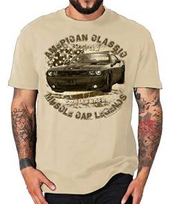 Classic Modern Muscle car Shirt Challenger V8 US car kompatibel Dodge (L, Challenger Retro Sand) von Shirtmatic