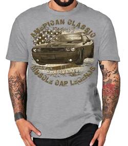 Classic Modern Muscle car Shirt Challenger V8 US car kompatibel Dodge (L, Challenger Retro grau) von Shirtmatic