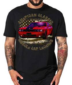 Classic Modern Muscle car Shirt Challenger V8 US car kompatibel Dodge (L, Challenger red schwarz) von Shirtmatic