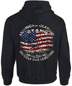Modern Stang T-Shirt, GT V8, USA Flag Pony American Muscle car (L, Hoodie schwarz) von Shirtmatic