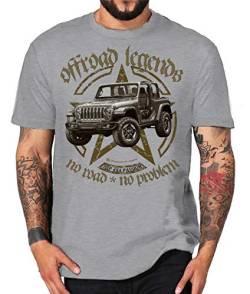 Offroad Legends USA Vintage T-Shirt Amerika Army Geländewagen Jeep (5XL, grau Rubi) von Shirtmatic