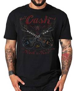 Shirtmatic Cash Rock n Roll Rockabilly Guitar Vintage Johnny Gitarre Lucky Shirt (4XL, Cash Lucky Guitar Back) von Shirtmatic