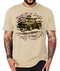 Truck n Roll Shirts USA Pickup F100 Chevy Apache Blazer C10 Ram Mercury Hot Rod (L, Sand F100 50s) von Shirtmatic