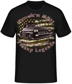 Truck n Roll Shirts USA Pickup F100 Chevy Apache Blazer C10 Ram Mercury Hot Rod (L, schwarz Chevy Apache) von Shirtmatic