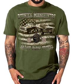 USA Pickup Truck T-Shirts kompatibel mit RAMs Dodge (L, Redneck Oliv) von Shirtmatic