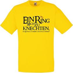 Herren T-Shirt EIN Ring Mich zu knechten für den Junggesellenabschied (Männer) in gelb, Größe XL von Shirtoo