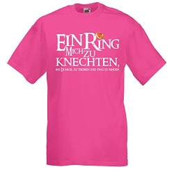 Herren T-Shirt EIN Ring Mich zu knechten für den Junggesellenabschied (Männer) in pink, Größe XL von Shirtoo
