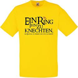 Herren T-Shirt EIN Ring ihn zu knechten für den Junggesellenabschied (Männer/Bräutigam) in gelb, Größe M von Shirtoo