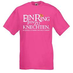 Herren T-Shirt EIN Ring ihn zu knechten für den Junggesellenabschied (Männer/Bräutigam) in pink, Größe M von Shirtoo