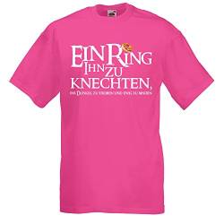 Herren T-Shirt EIN Ring ihn zu knechten für den Junggesellenabschied (Männer/Bräutigam) in pink, Größe XXL von Shirtoo