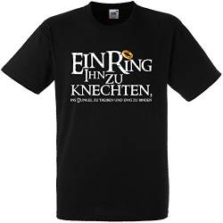 Herren T-Shirt EIN Ring ihn zu knechten für den Junggesellenabschied (Männer/Bräutigam) in schwarz, Größe XL von Shirtoo