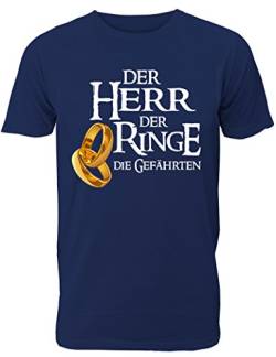 Herren T-Shirt für den Junggesellenabschied mit Motiv Der Herr der Ringe - Die Gefährten (Männer) in Navy, Größe L von Shirtoo