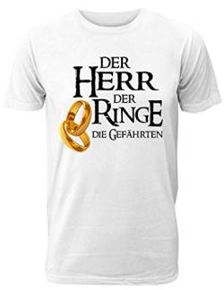 Herren T-Shirt für den Junggesellenabschied mit Motiv Der Herr der Ringe - Die Gefährten (Männer) in Weiss, Größe XXL von Shirtoo