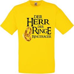 Herren T-Shirt für den Junggesellenabschied mit Motiv Der Herr der Ringe - Ringträger (Männer/Bräutigam) in gelb, Größe XL von Shirtoo