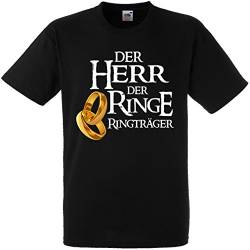 Herren T-Shirt für den Junggesellenabschied mit Motiv Der Herr der Ringe - Ringträger (Männer/Bräutigam) in schwarz, Größe L von Shirtoo