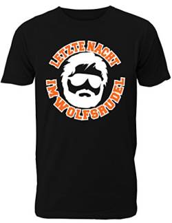 Herren T-Shirt für den Junggesellenabschied mit Motiv Letzte Nacht im Wolfsrudel (Männer/Bräutigam) in schwarz, Größe XL von Shirtoo