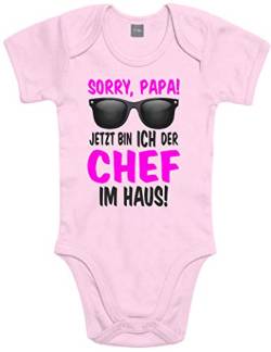 Lustiger Baby Body Strampler witzig Bedruckt mit Sorry Papa! Jetzt Bin ICH der Chef im Haus! - für Jungen und Mädchen als Geschenk zur Geburt/Erstausstattung von Shirtoo