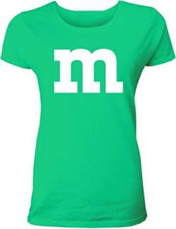 Lustiges Fasching & Karneval Frauen Gruppen T-Shirt mit M Aufdruck in bunten Farben m & m und m für Damen in grün von Shirtoo