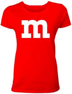 Lustiges Fasching & Karneval Frauen Gruppen T-Shirt mit M Aufdruck in bunten Farben m & m und m für Damen in rot von Shirtoo