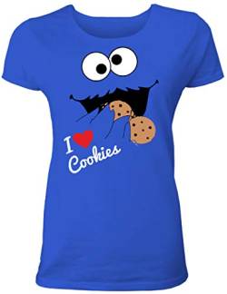 Lustiges Keks Monster T-Shirt I Love Cookies für Frauen/Damen T-Shirt von Shirtoo