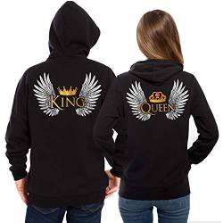 Shirtoo King Queen Pullover (Hoodies) – Coole Schwarze Partner Pullover mit Kapuze für Pärchen Geschenk zum Valentinstag, Geburtstag, Jahrestag von Shirtoo