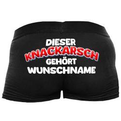 Shirtoo Lustige Herren-Boxershorts mit Spruch Dieser Knackarsch gehört Wunschname - Personalisiertes Geschenk für Männer zum Geburtstag, Valentinstag, zu Weihnachten oder Nikolaus von Shirtoo