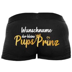 Shirtoo Lustige Herren-Boxershorts mit Spruch Kleiner Pups Prinz (mit Wunschnamen) - Personalisiertes Geschenk für Männer zum Geburtstag, Valentinstag, zu Weihnachten oder Nikolaus von Shirtoo