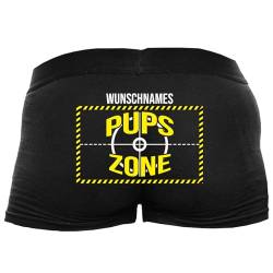 Shirtoo Lustige Herren-Boxershorts mit Spruch Pupszone (mit Wunschnamen) - Personalisiertes Geschenk für Männer zum Geburtstag, Valentinstag, zu Weihnachten oder Nikolaus von Shirtoo