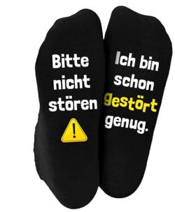 Shirtoo Lustige Socken für Frauen und Männer – Bitte nicht stören, Ich bin schon gestört genug Originelles Geschenk für Damen und Herren, schwarz von Shirtoo