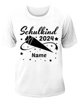 T-Shirt Einschulung/Schulanfang: Schulkind 2023 mit Wunschnamen Weiß von Shirtoo
