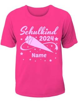 T-Shirt Einschulung/Schulanfang: Schulkind 2024 mit Wunschnamen Pink von Shirtoo