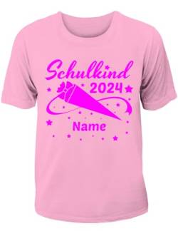 T-Shirt Einschulung/Schulanfang: Schulkind 2024 mit Wunschnamen Rosa von Shirtoo