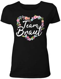 T-Shirt Junggesellenabschied: Team Braut im Blumenherz von Shirtoo