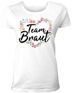 T-Shirt Junggesellenabschied: Team Braut im Blumenherz von Shirtoo