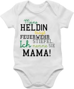 Baby Body Junge Mädchen - Feuerwehr - Meine Heldin Mama Feuerwehrfrau - 1/3 Monate - Weiß - feuerwehrstrampler baby+feuerwehr+strampler feuerwehrmann bei der bodys ist strampler outfit von Shirtracer