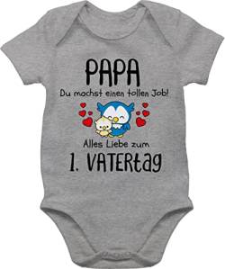 Baby Body Junge Mädchen - Geschenk zum - 1. Vatertag - Papa du machst einen tollen Job - 6/12 Monate - Grau meliert - papatag alles gute ersten bodys daddy+strampler+baby herrentagsgeschenk von Shirtracer