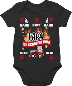 Baby Body Junge Mädchen - Geschenk zum Vatertag - Papa du schaffst das - Feuerwehr - weiß - 3/6 Monate - Schwarz - daddy ist feuerwehrmann strampler kinder-body vater männertagsgeschenke bei der von Shirtracer