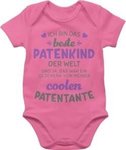 Baby Body Junge Mädchen - Ich bin das beste Patenkind der Welt grau/lila - 1/3 Monate - Pink - bodys geschenk patentante bodies sachen strampler kurzarm jungen kinder jungs für babykleidung babys von Shirtracer