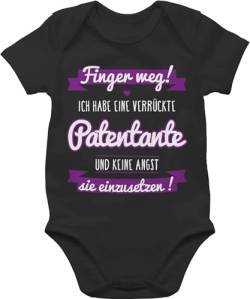 Baby Body Junge Mädchen - Ich habe eine verrückte Patentante - Geschenk - 18/24 Monate - Schwarz - babygeschenke zur geburt kurzarm bodys von strampler neugeborene kurzarmbody jungen bodie boddy von Shirtracer