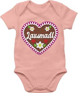 Baby Body Junge Mädchen - Kompatibel mit Oktoberfest Outfit - Lausmadl Lebkuchenherz - 3/6 Monate - Babyrosa - trachten bayrisches tracht babybody bayern bayern+baby+strampler oktoberfest- bz10 von Shirtracer