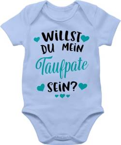 Baby Body Junge Mädchen - Patenonkel - Willst du mein Taufpate sein? - türkis - 1/3 Monate - Babyblau - fragen strampler pate taufpaten bodys geschenk paten patenschaft babysachen babybody sein von Shirtracer