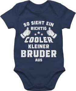 Baby Body Junge Mädchen - So sieht ein richtig cooler kleiner Bruder aus - 1/3 Monate - Navy Blau - little brother outfit bro für brüder strampler 2024 kleine bester kleinen coolste geschenk von Shirtracer