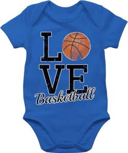 Baby Body Junge Mädchen - Sport & Bewegung - Love Basketball - 1/3 Monate - Royalblau - outfit korbball strampler neugeborene kleidung babysachen mit jungs ich liebe babykleidung newborn i von Shirtracer