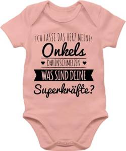 Baby Body Junge Mädchen - Sprüche - Onkel Herz dahinschmelzen - 1/3 Monate - Babyrosa - strampler mit lustigen sprüchen babygeschenk lustig bester babysachen jungen spruch lustige babygeschenke von Shirtracer