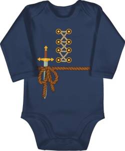 Baby Body langarm Mädchen Junge - Karneval & - Ritter Kostüm Fasching - Tapferer Ritter Mittelalter Zum Ritter geschlagen Knight Ritterbund - 3/6 Monate - Navy Blau - fastnacht babybody faschings von Shirtracer