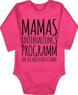 Baby Body langarm Mädchen Junge - Strampler & - Mamas Unterhaltungsprogramm für die nächsten 20 Jahre - 3/6 Monate - Fuchsia - bodys mit sprüche spruch mom babybody klamotten spruche mama von Shirtracer