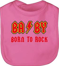 Baby Lätzchen - Sprüche - BA BY Born to rock Rot - Unisize - Pink - laetzchen babykleidung mit sprüchen babygeschenke lustig kinderlatz sachen für jungs sprüche. sabberlatz lustige aufschrift von Shirtracer