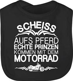 Baby Lätzchen - Sprüche - Scheiß aufs Pferd echte Prinzen kommen mit dem Motorrad - Unisize - Schwarz - babysachen sprüchen latz babykleidung lustige babygeschenke babylatz sachen für babys von Shirtracer