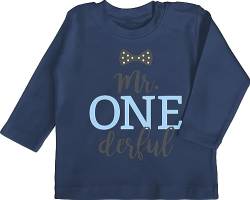 Baby Langarmshirt - 1. Geburtstag - Mr. One Derful - 12/18 Monate - Navy Blau - 1 Jahr mr Shirt Langarm 1st Birthday Boy Outfit 1ter Onederful Longsleeve Junge einjährigen erste Tshirt von Shirtracer