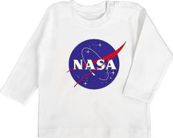 Baby Langarmshirt - Aktuelle Trends - NASA Meatball Logo - 6/12 Monate - Weiß - Astronaut Tshirts Patch Langarm jungsgeschenke t Shirts Nerds & Geeks babyshirts babysachen Shirt Tshirt t-Shirts von Shirtracer